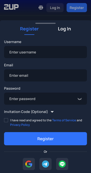 2UP Casino Register