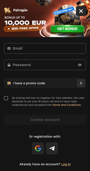 Fairspin Create Account