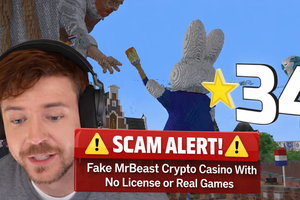 New Crypto Casino Scam Detected: Fake “MrBeast” Promotions, No License, Fake Games