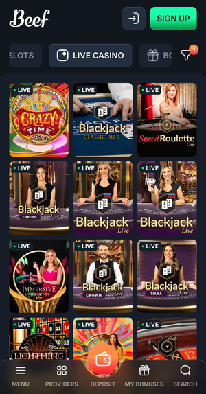Beef Casino Live Games