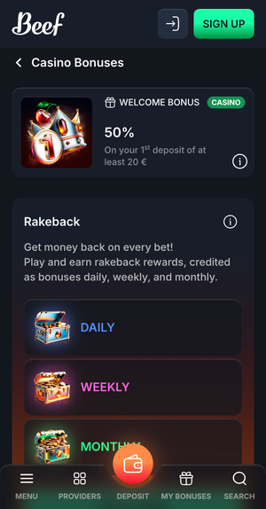 Beef Casino Bonuses