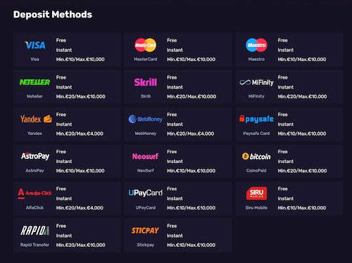 Deposit and Payout at the Casino